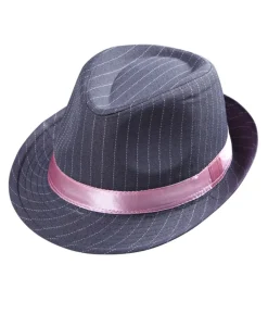 Nålestribet gangsterhat med pink bånd