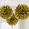Papir pomponer guld, 3 stk