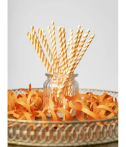 Papirsugerør med orange striber