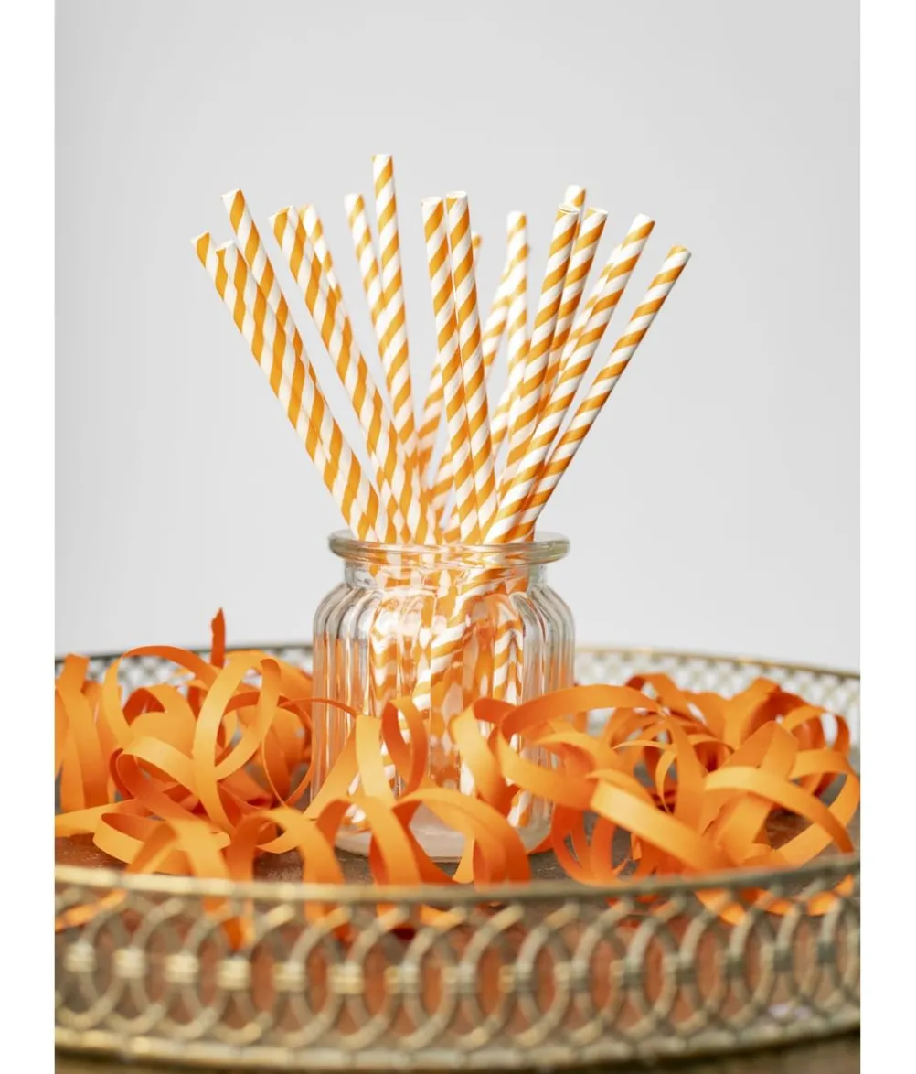 Papirsugerør med orange striber