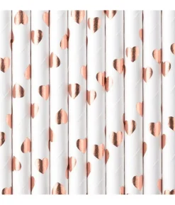 Papirsugerør med rose gold hjerter