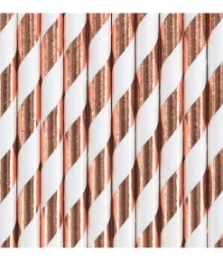 Papirsugerør med rose gold striber