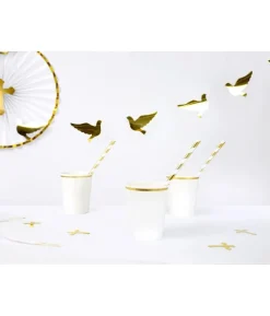 Papir sugerør metallic guld striber