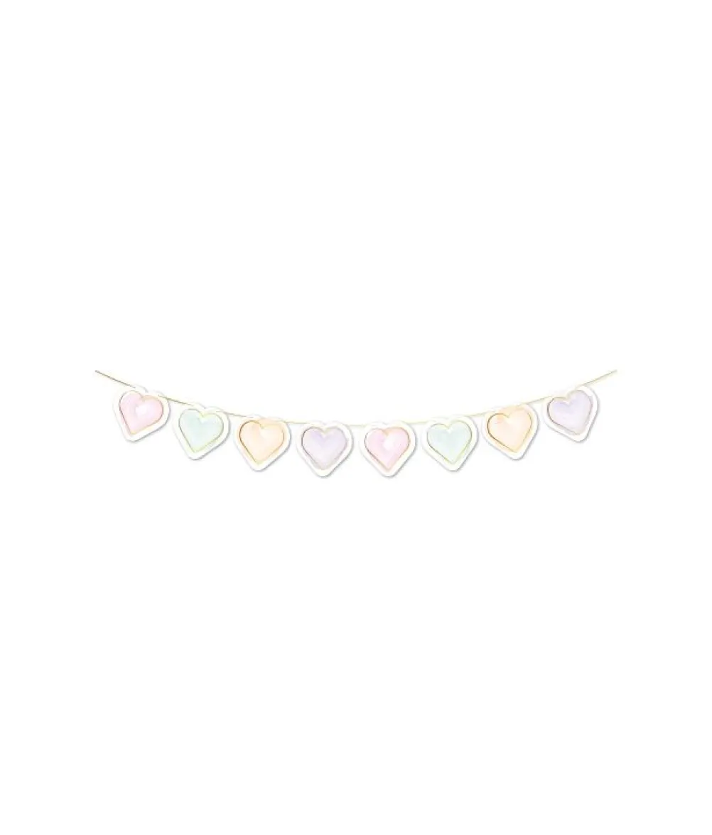 Pastel hjerte guirlande, 2 m