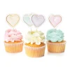 Pastel hjerte kagepynt, 12 stk