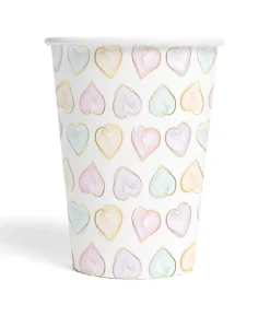 Pastel hjerte papkrus, 8 stk