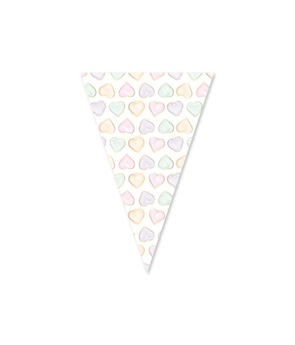 Pastel hjerter vimpelguirlande, 6 m