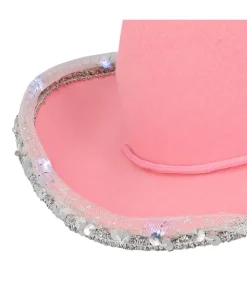 Pink cowboyhat med LED lys, barn