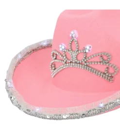 Pink cowboyhat med LED lys, barn
