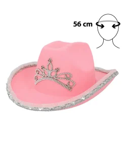 Pink cowboyhat med LED lys, barn