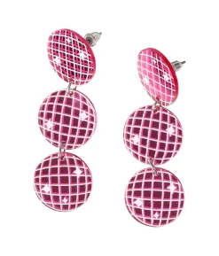 Pink diskokugle øreringe