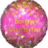 Pink Happy Birthday folieballon, 45 cm