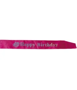 Pink Happy Birthday skærf