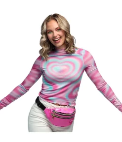 Pink holografisk bæltetaske