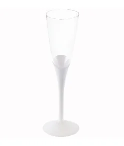 Plastik champagneglas med hvid fod, 6 stk