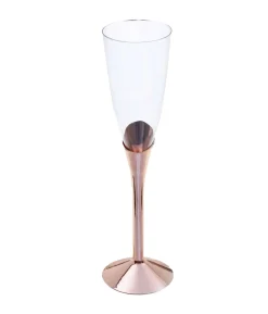 Plastik champagneglas med rose gold fod, 6 stk