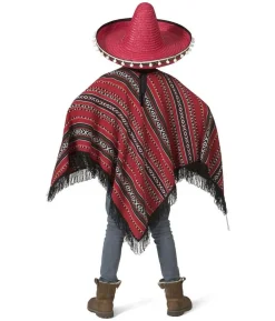 Poncho rød sort, børn
