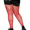 Røde flamme netstrømpebukser, plus size