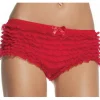 Røde hotpants med flæser