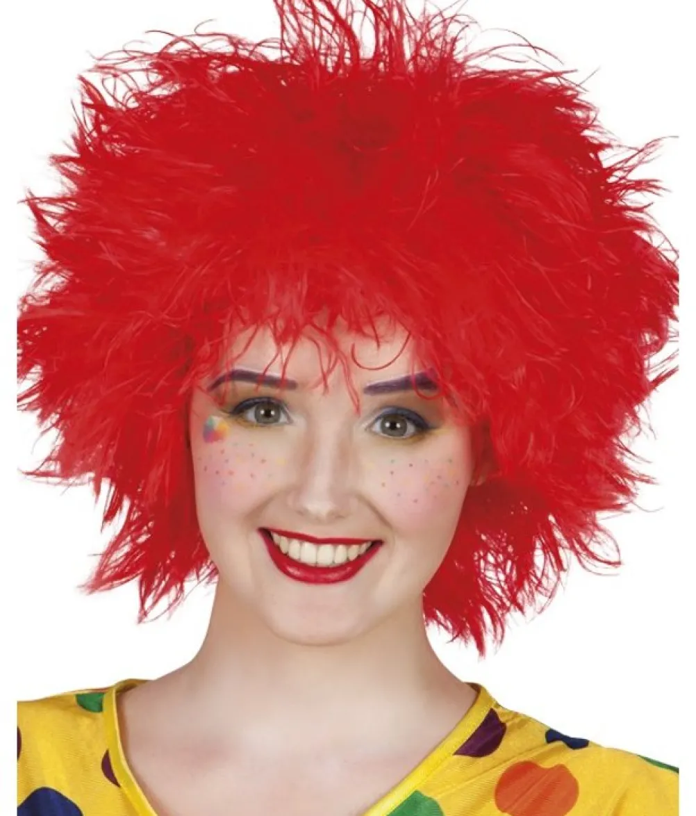 Rød Frizzy paryk
