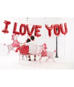 Rød I love you folieballon