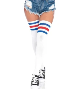Rød og blå stripet athletic stockings