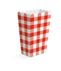 Rød og hvid ternede snack bokse, 8 stk