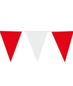 Rød og hvid vimpelguirlande, stor
