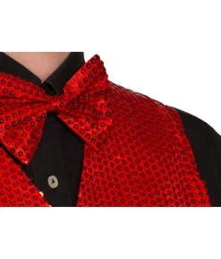 Rød pailletvest og butterfly