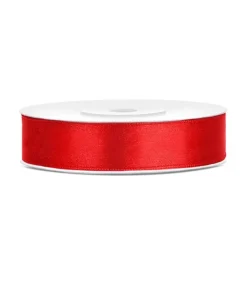 Rød satinbånd 12mm