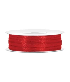 Rød satinbånd 3mm