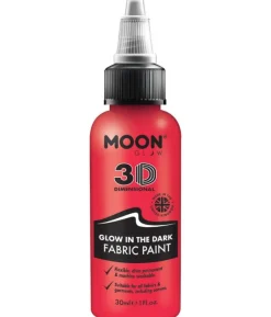 Rød selvlysende stofmaling, 30 ml