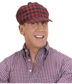 Rødternet kasket