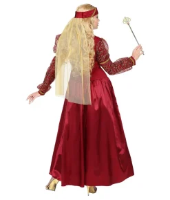 Rødt Middelalder Prinsesse kostume