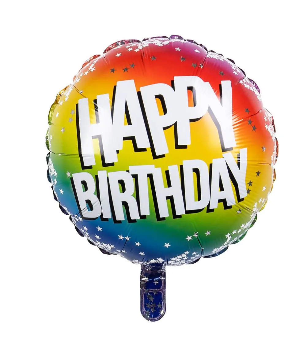 Regnbue Happy Birthday folieballon