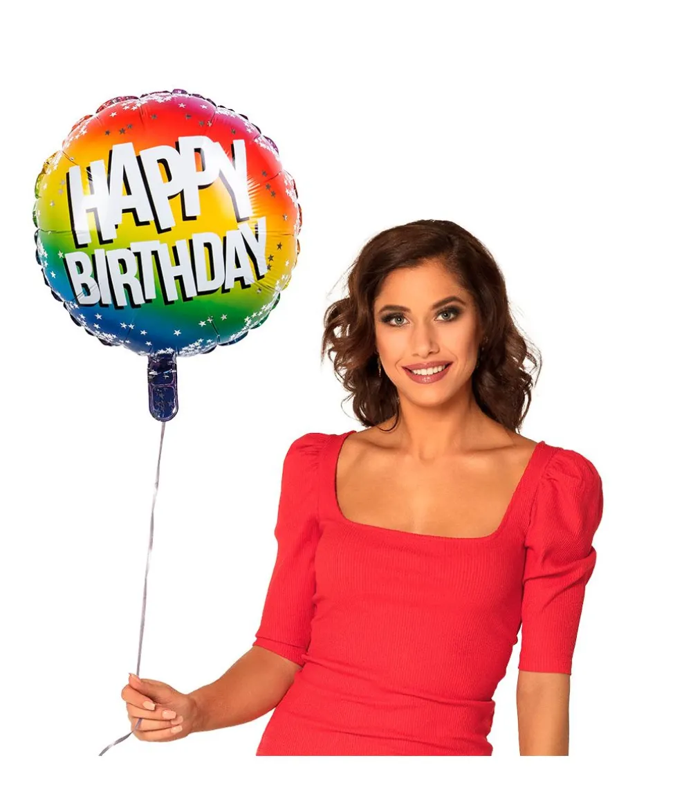 Regnbue Happy Birthday folieballon