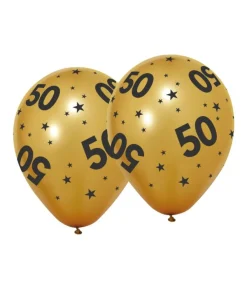 50 år guld balloner, 6 stk