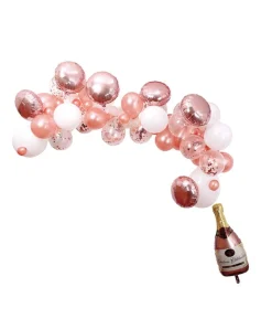 Rosa ballonbue med champagneflaske