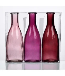 Rosa glasflasker, 18,5 cm
