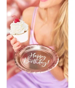 Rose gold Happy Birthday paptallerkner