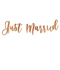 Rose gold Just Married banner