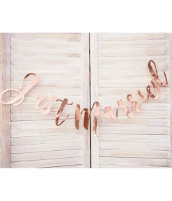Rose gold Just Married banner