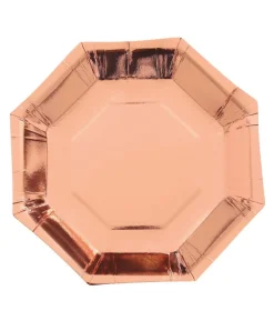 Rose gold paptallerkner, ottekantet