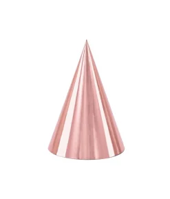 Rosegold partyhatte, 6 stk