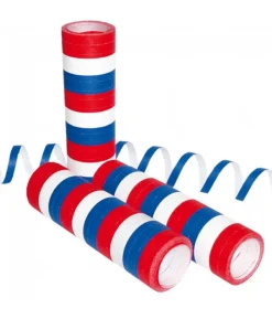 Serpentiner, rød, blå og hvid