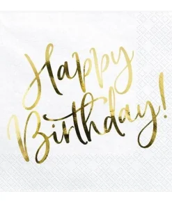 Servietter Happy Birthday, Guld