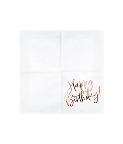 Servietter Happy Birthday, rose gold