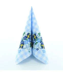 Servietter med blomsterranke og svenske flag