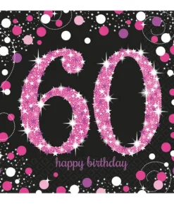 Servietter 60 år Pink Sparkling