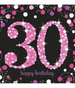 Servietter 30 år Pink Sparkling